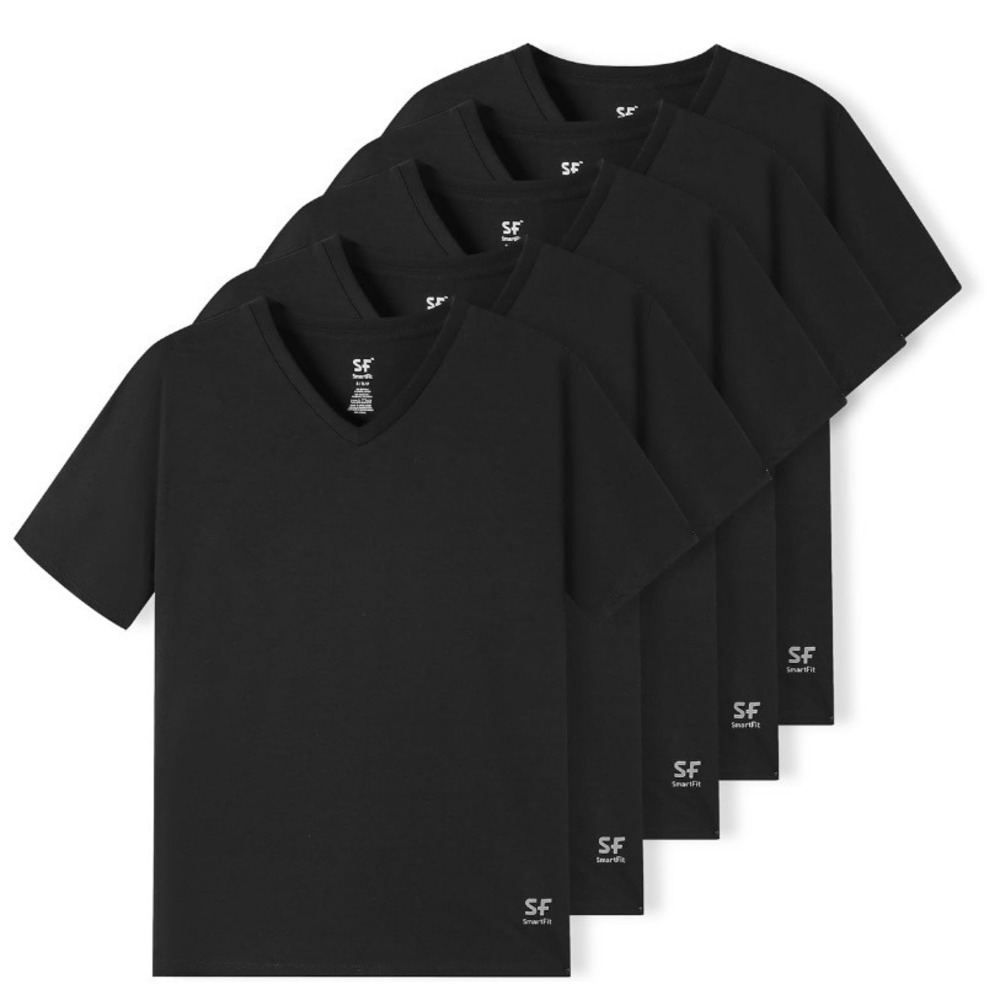 SmartFit V-Neck T-Shirts Mens Medium Black NEW 5-Pack Performance Tee